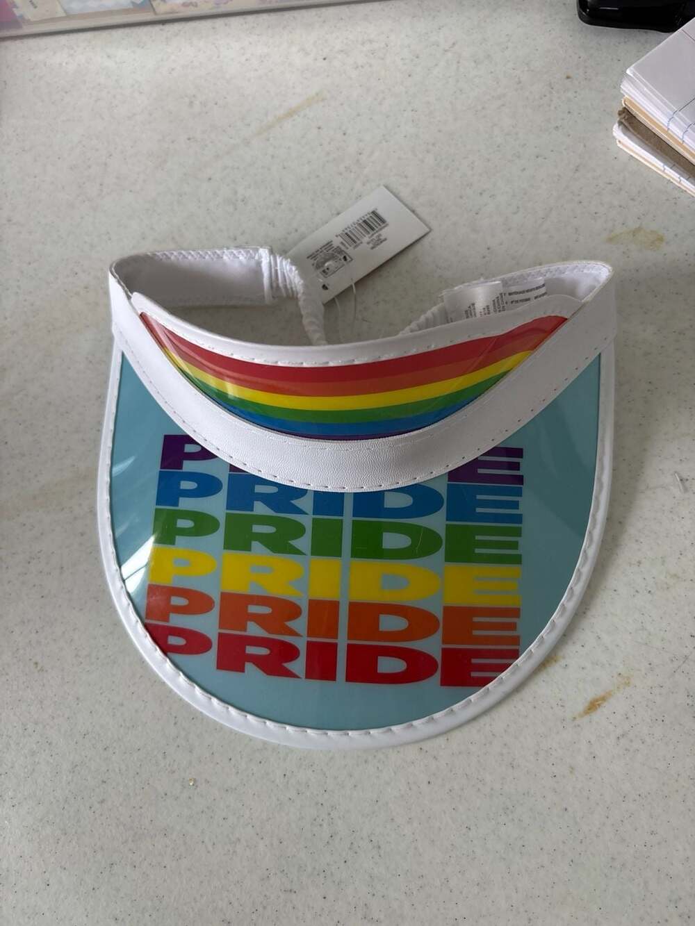 Pride LGBTQ Rainbow Transparent Blue Sun Visor Hat NEW